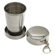 1Pcs Stainless Steel 75ml Folding Cup Travel Tool Kit Survival EDC Gear Outdoor Sports Mug Portable Camping Hiking Equipment