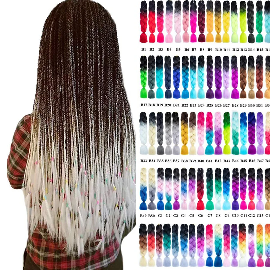Kong & Li-Extensión de pelo trenzado Afro, cabello sintético de Color mezclado para trenzas de 24 , 100 g/paquete, productos de cabello trenzado Jumbo, venta al por mayor