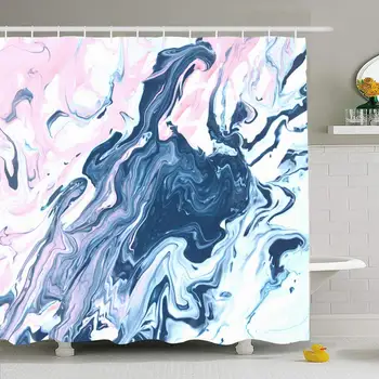 

Shower Curtain Set with Hooks 72x72 Blue Wave Paint Modern Pink Colorful Natural Color Marble Ink Wall Repeat Wet Abstract Flow