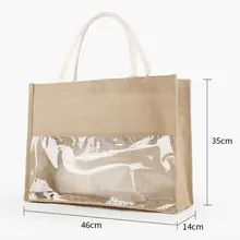 Портативный из натурального джута многоразовые большая сумка для покупок, Бакалея Сумка-тоут сумка для хранения Организатор