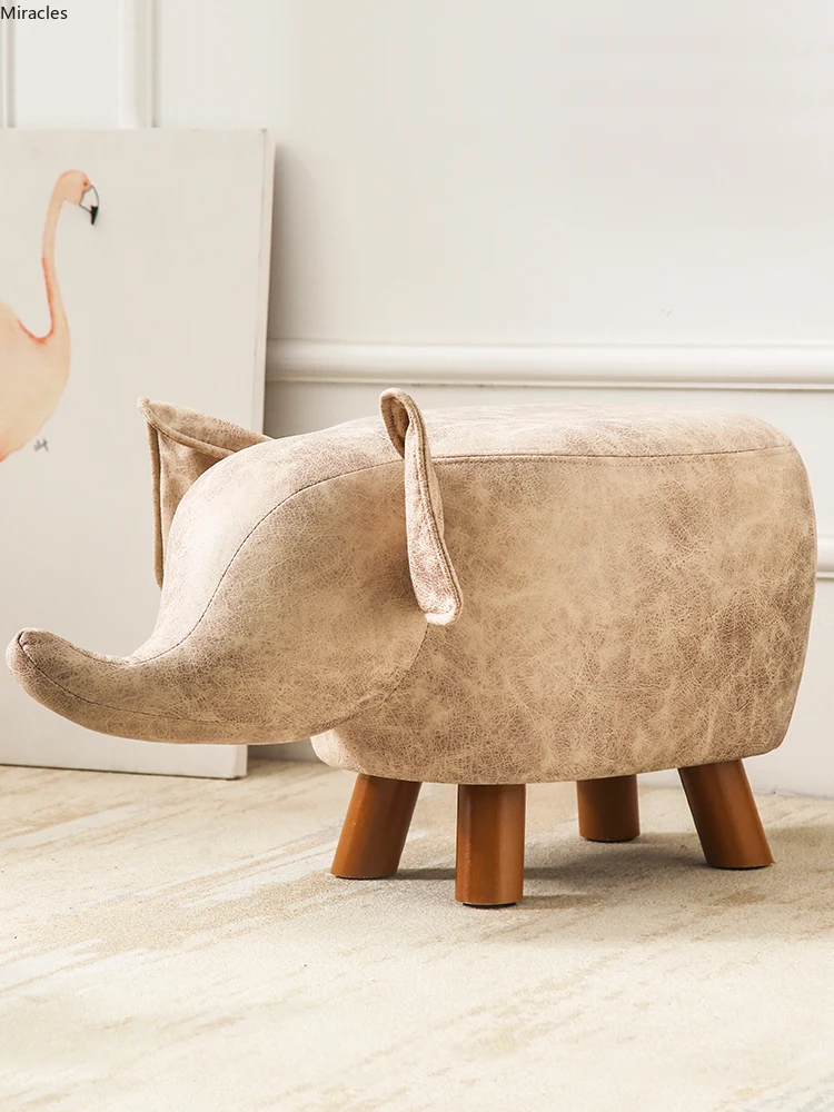 

Calf Elephant creative animal children's stool Household foot stool wood sofa furniture kids animal chair Gift chair