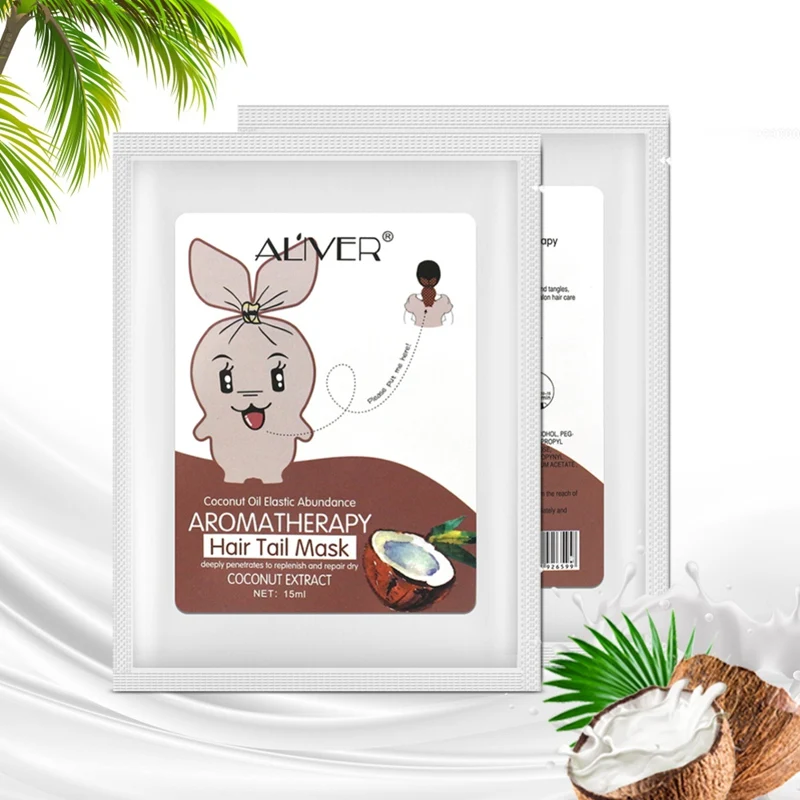 Coconut ALIVER, пленка для хвоста волос, отпаривание, глубокое питательное средство для ухода за волосами, эфирные масла для восстановления хвоста волос, сухая, стильная вилка, продукт E1 - Цвет: Coconut