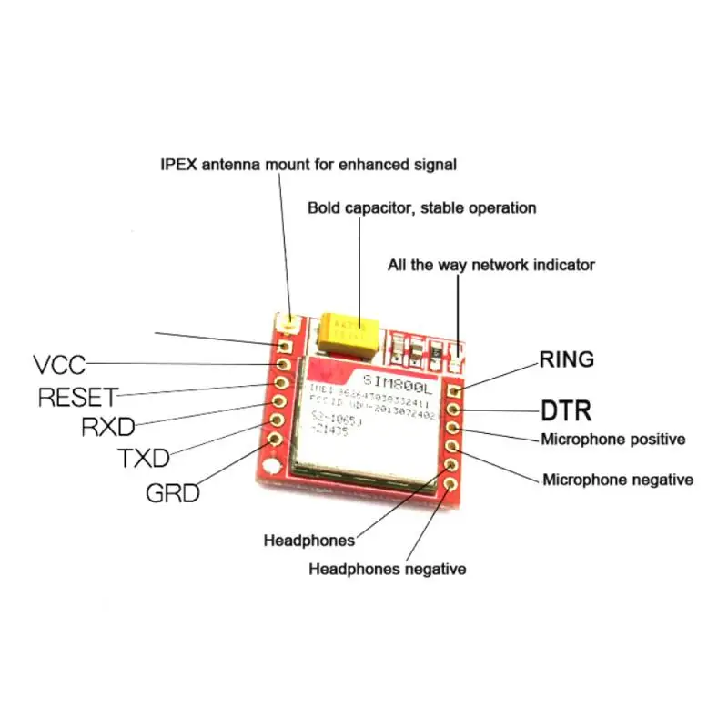 Smallest SIM800L GPRS GSM Module Kit MicroSIM Card Core BOard Quad-band TTL Serial Port With The Antenna For Arduino