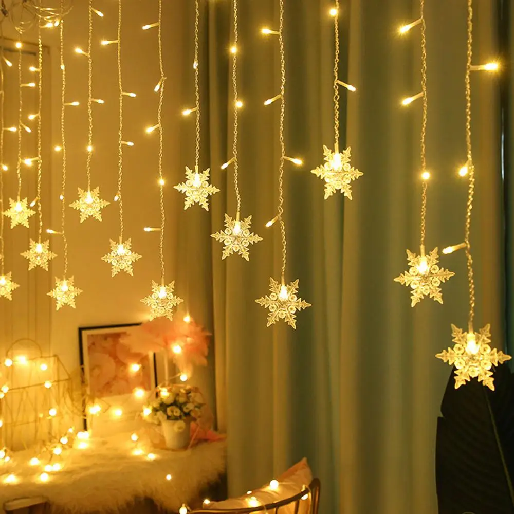 

Christmas snowflakes LED String lights Flashing Lights Curtain Lamp Waterproof Holiday Party Connectable Wave Fairy Light 3.2M