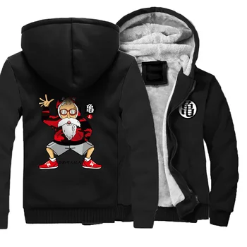 

Japan Anime Hoody Streetwear Raglan Sweatshirts Mans Winter 2019 Dragon Ball Master Roshi Warm Clothing Sportswear Cartoon Print
