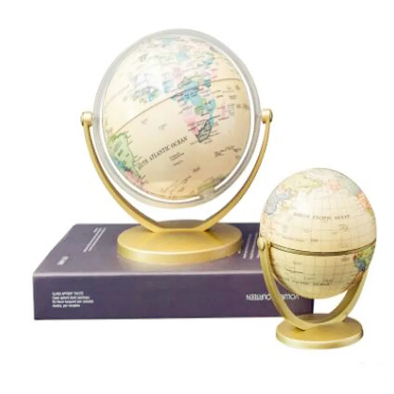 19cm Retro Globe 360 Rotating Earth World Ocean Map Ball Antique Desktop Geography Learning Education Home School Decoration