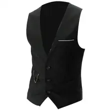 

Vests Fashion Men Solid Color V Neck Sleeveless Button Pocket Blazer Suit Waistcoat