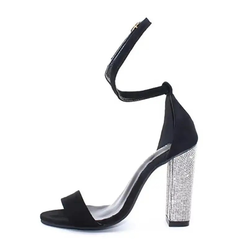 crystal block heel sandals