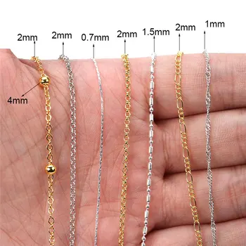 5meters Gold Silver Color Link Chains Bulk Lot 2mm Metal Iron Snake Ball Bead Necklace Chains For Diy Jewelry Making Supplies 1