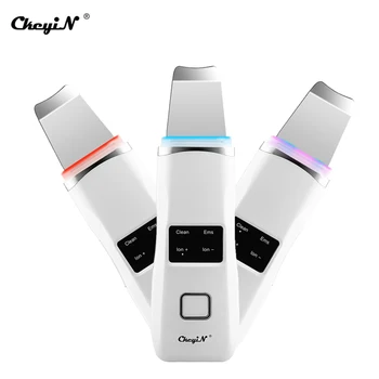 

CkeyiN Professional Ultrasonic Facial Skin Scrubber LCD Display Ion Deep Face Cleaning Peel Rechargeable Skin Care Beauty Device