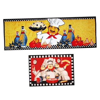 

2pcs/set Decorative Chef Kitchen Area Rug Floor Mat Doormat Water Absorbent