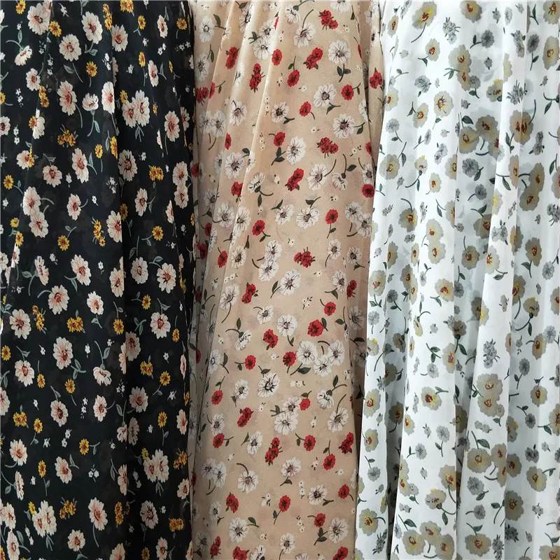 Прекрасное платье ткань шифон в цветочек печатный материал падение мягкий дышащий шарф блузка DIY ремесло ткань 100 см