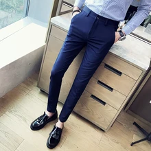 Брендовая одежда мужской строгий костюм брюки черный и белый однотонный мужской костюм брюки/мужской хлопок Тонкий Бизнес повседневные брюки