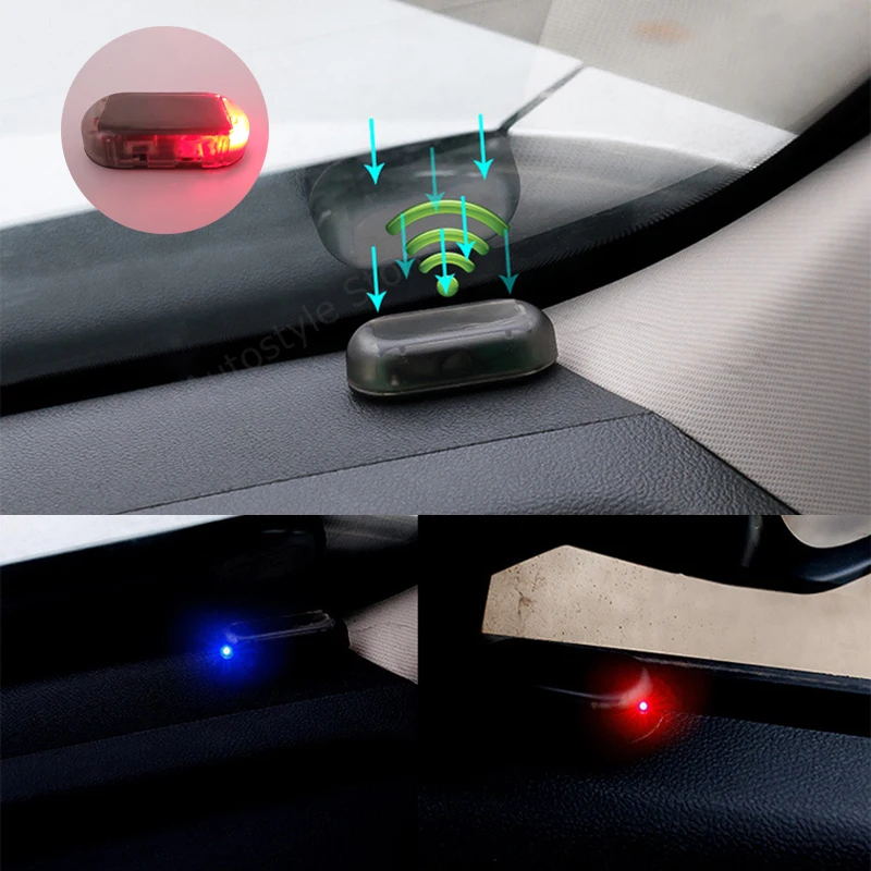 

Car Solar Power simulate Alarm Warning LED Light Stickers for Alfa Romeo 159 147 156 164 166 stelvio Giulietta MiTo Giulia GT