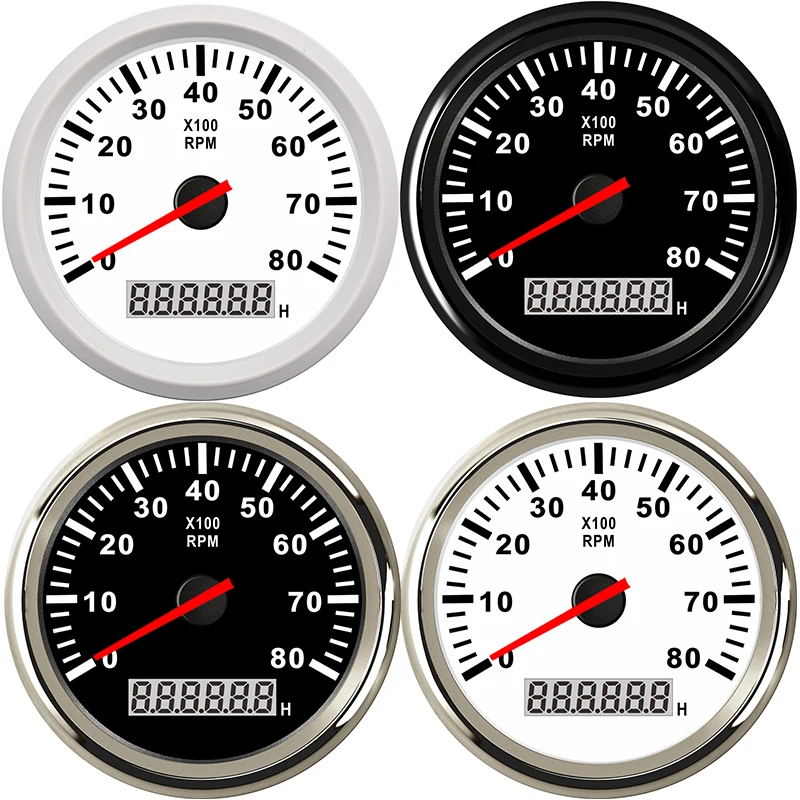 85 мм Авто Тахометр 8000 об/мин Метр 12 В/24 В красный черный свет tacometro moto rcycle Цифровой автомобиль модификация манометр спидометр