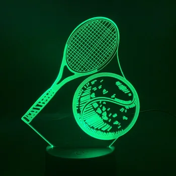 

3d Lamp Exercise Tennis Racket Color Changing with Remote Unique Present for Kids Led Night Light Lamp for Indoor Decoration
