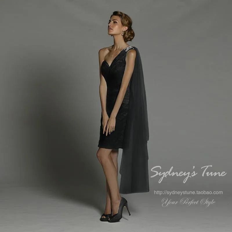 ; robe de soiree Новая мода Дешевые vestido de festa curto короткое платье на одно плечо с украшением в виде кристаллов Вечерние Нарядные платья
