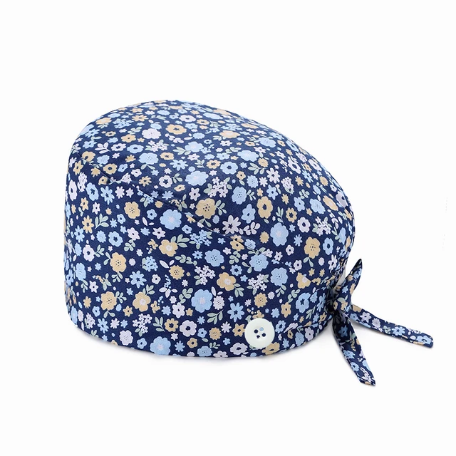 Hot Adjustable scrubs women Unisex Printing Cotton Scrub Hat Beauty Salon Working Caps Nurse Hat Elastic Nurse Accessories TZ-F146