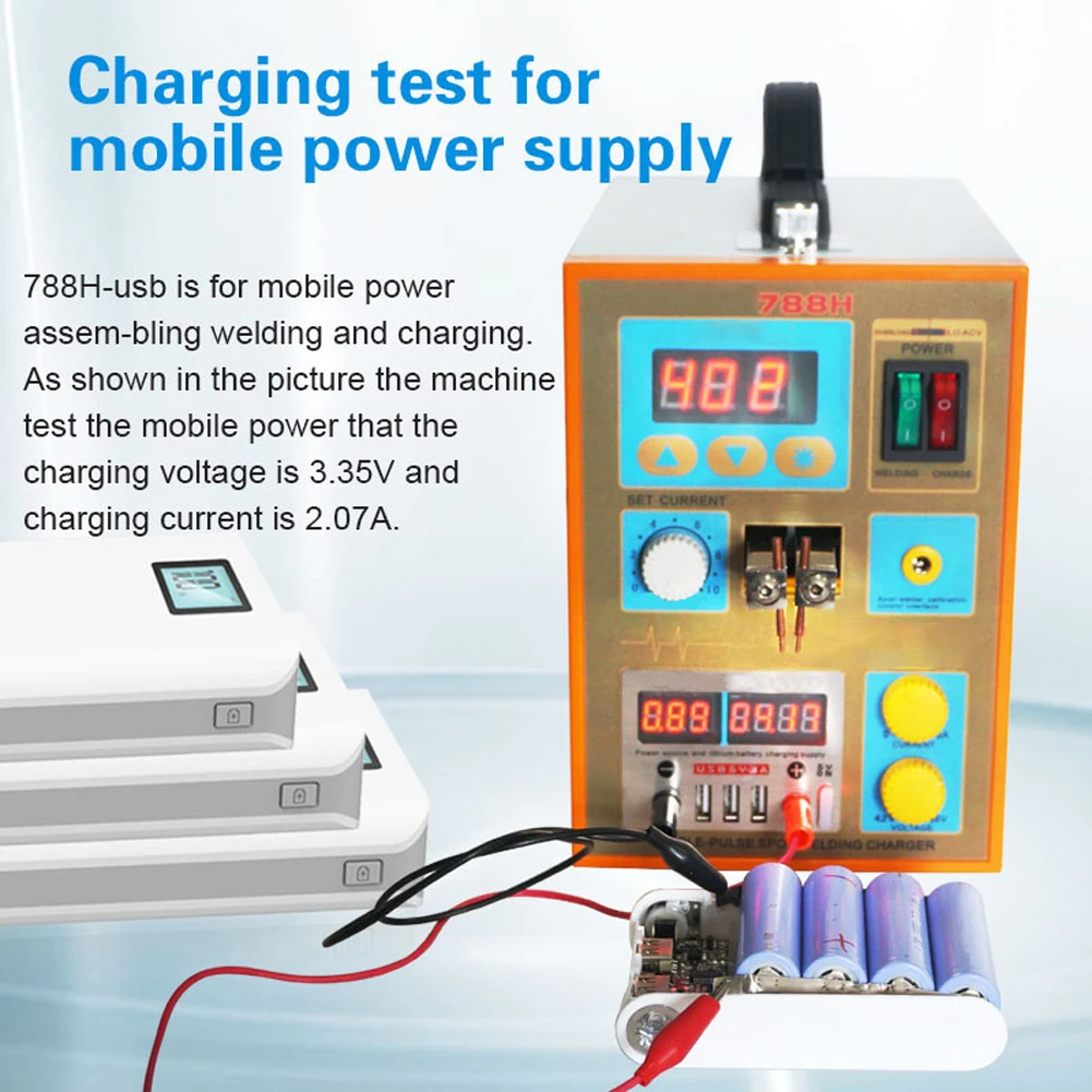 

Pulse Spot Welding Machine Spot Welder LED Light Lithium Battery Test USB Charging for 18650 Battery Pack Weld 788H EU/US/UK/AU