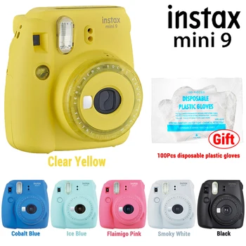 

100% Genuine Fujifilm Instax Mini 9 Camera Fuji Instant Upgraded Mini 8 Film Photo Camera Selfie Lens+ Close up Lens 6 Colors