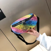 Поясные сумки для женщин, девушек, блестящие поясные сумки для женщин, многоцветная Геометрическая Сумка с блестками на талии, лазерная сумка для телефона