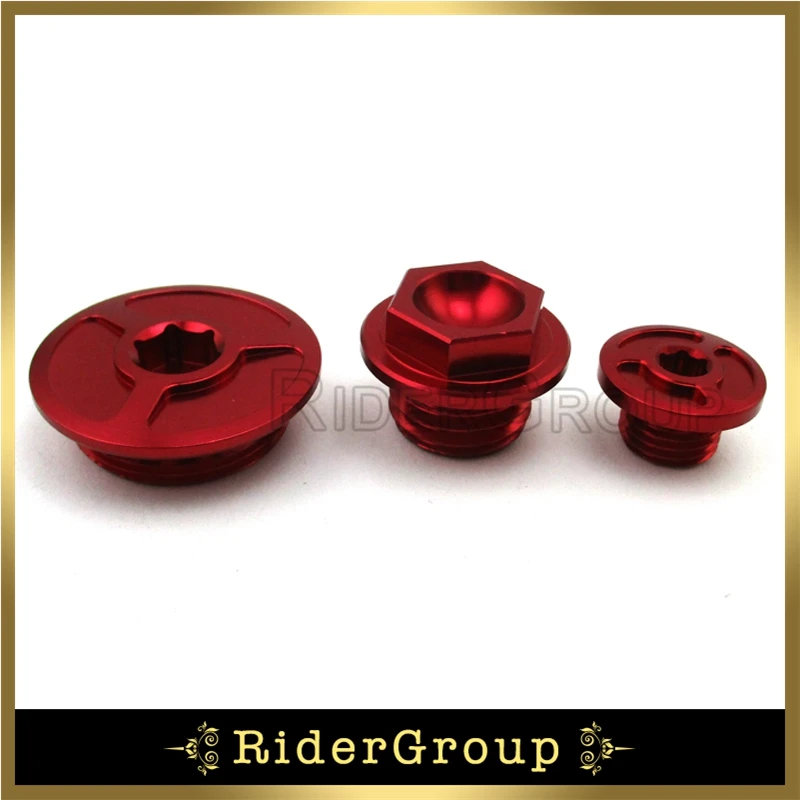 Red CNC Oil Filter Engine Timing Plugs For Honda CRF150R CRF250R CRF450R CRF450X 