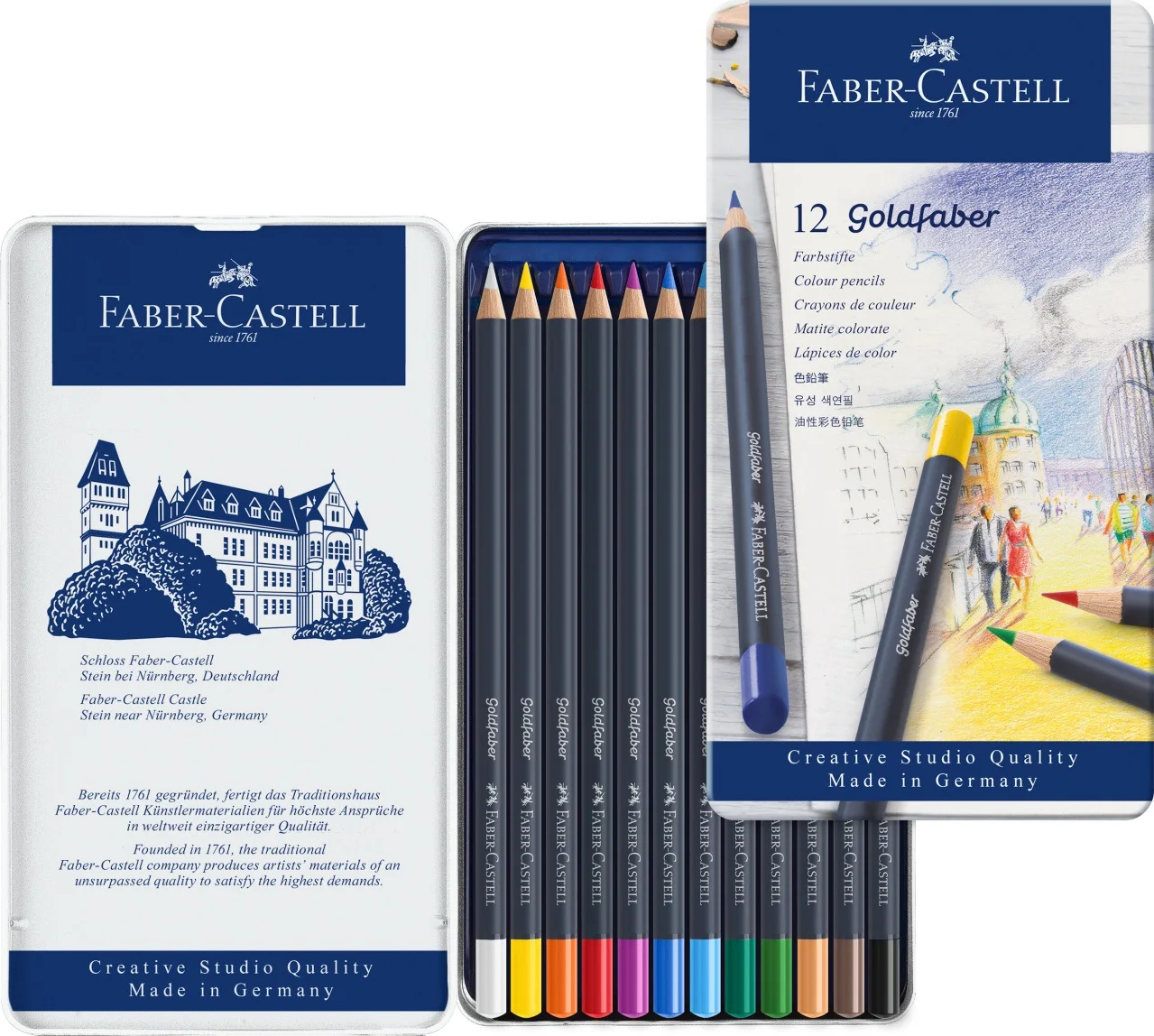 Faber Castell голубая жестяная коробка фотокарандаш 12/24/36/48 разноцветные