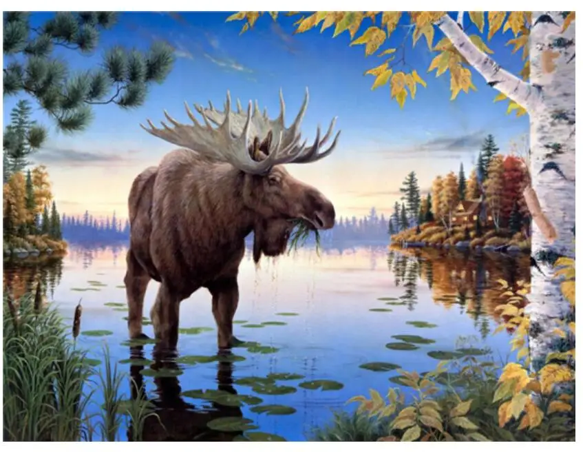 Полный квадрат Алмазная картина наборы Moose пейзаж мозаика вышивка кристалл