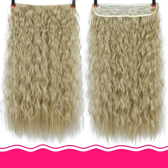 DIFEI Synthetic 24 Inch 5 Clip Long curly Women Clip in Hair Extensions Black Brown High Tempreture Hair Piece 4/27HL