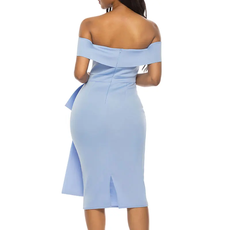 Для женщин Bodycon платье тонкое платье с открытыми плечами, пикантные туфли-лодочки для свиданий, вечеринок, праздника вечерние Клубные ужин элегантное обтягивающее с низким вырезом на спине вечернее Обтягивающее Платье-туника