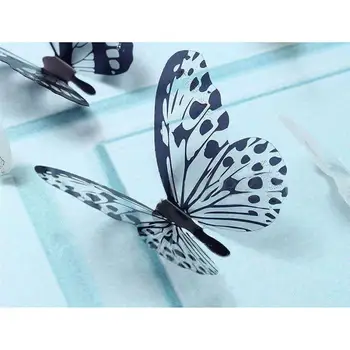 18pcs 3d black and white butterfly