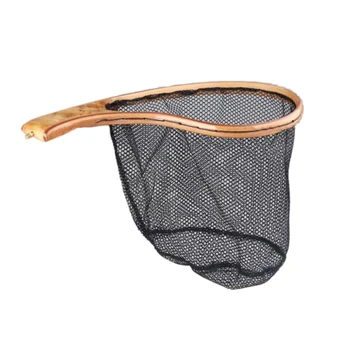 

Wooden Fly Fishing Landing Net Handle Trout Mesh Fish Catch and Release Fishing Tool with Lanyard Rope and Buckle