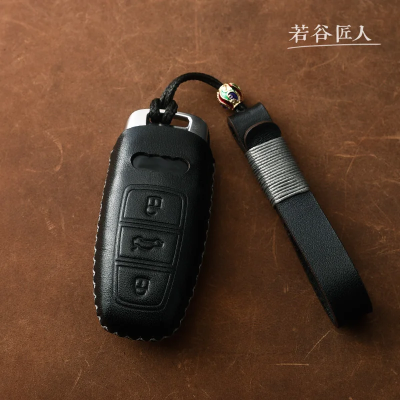 black 01 Чехол для ключей из натуральной кожи, защитная сумка для Audi A6 C8 A7 A8, Автомобильный ключ - Название цвета: black 01