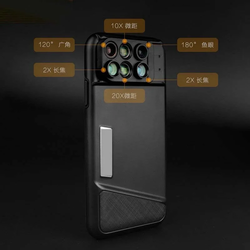 

Applicable IPhoneX Phone Case with Lens Extraposition Wide-angle Macro Fish-Eye Long Telephoto Single-lens Reflex Camera Effects