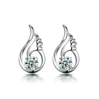 

PANDACH 100% 925 Sterling SilverTrinket accessories angel wings Earrings Making Fine Jewelry Wedding CME1020