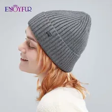 ENJOYFUR Women skullies beanies for winter men casual solid color bonnet warm stretch hats for women autumn