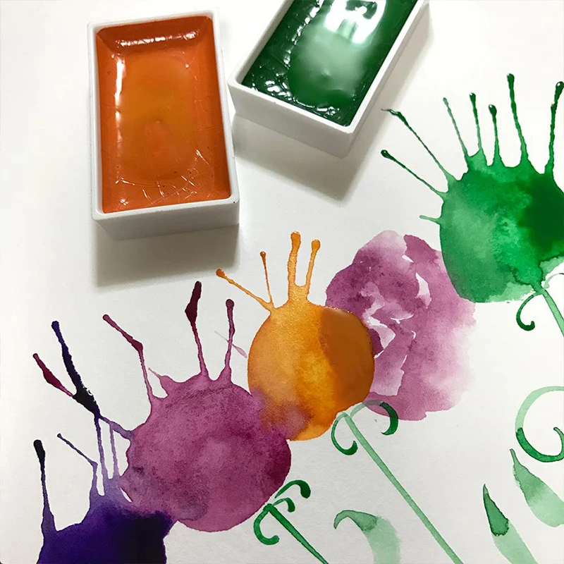 12/18/24/36/48 Colors Portable Travel Solid Pigment Watercolor Paints Set With Water Color Brush Pen For Painting Art Supplies