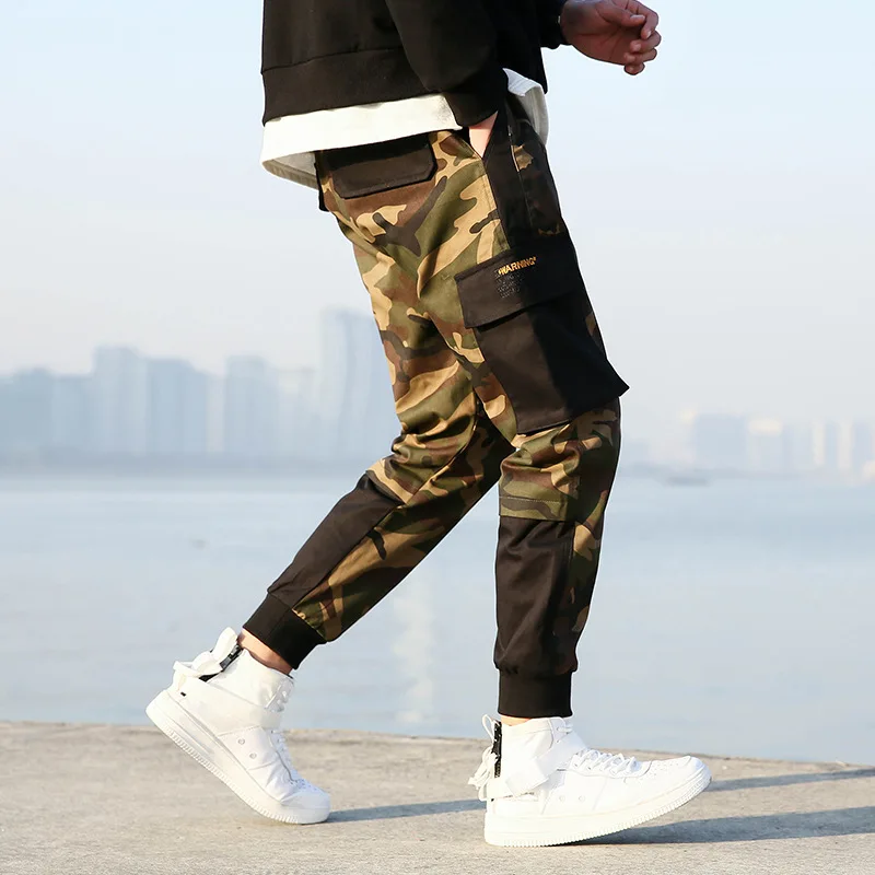 70% OFF 2019 New High Quality Skinny Streetwear Joggers Hip Hop Cargo Military Tactical Camouflage Harem Men Fashion