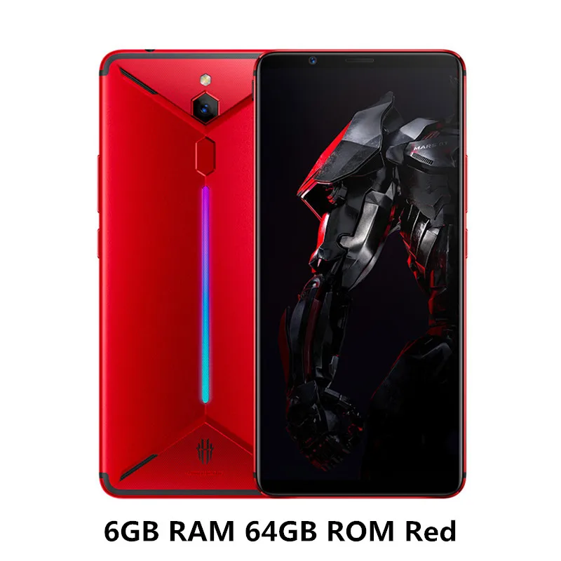 Мобильный телефон zte nubia Red Magic Mars, 6,0 дюймов, 6 ГБ ОЗУ, 64 Гб ПЗУ, Восьмиядерный процессор Snapdragon 845, фронтальная камера 16,0 Мп, задняя камера 8 Мп, игровой телефон - Цвет: RED 6GB 64GB