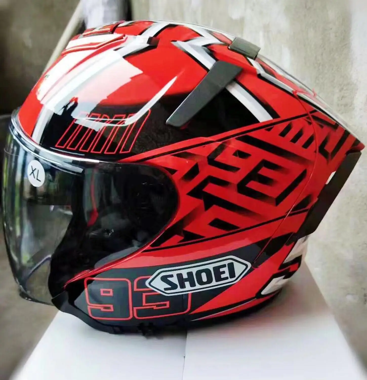 Мотоциклетный шлем с открытым лицом двойная линза X14 red Ant 93 white Moto X четырнадцать