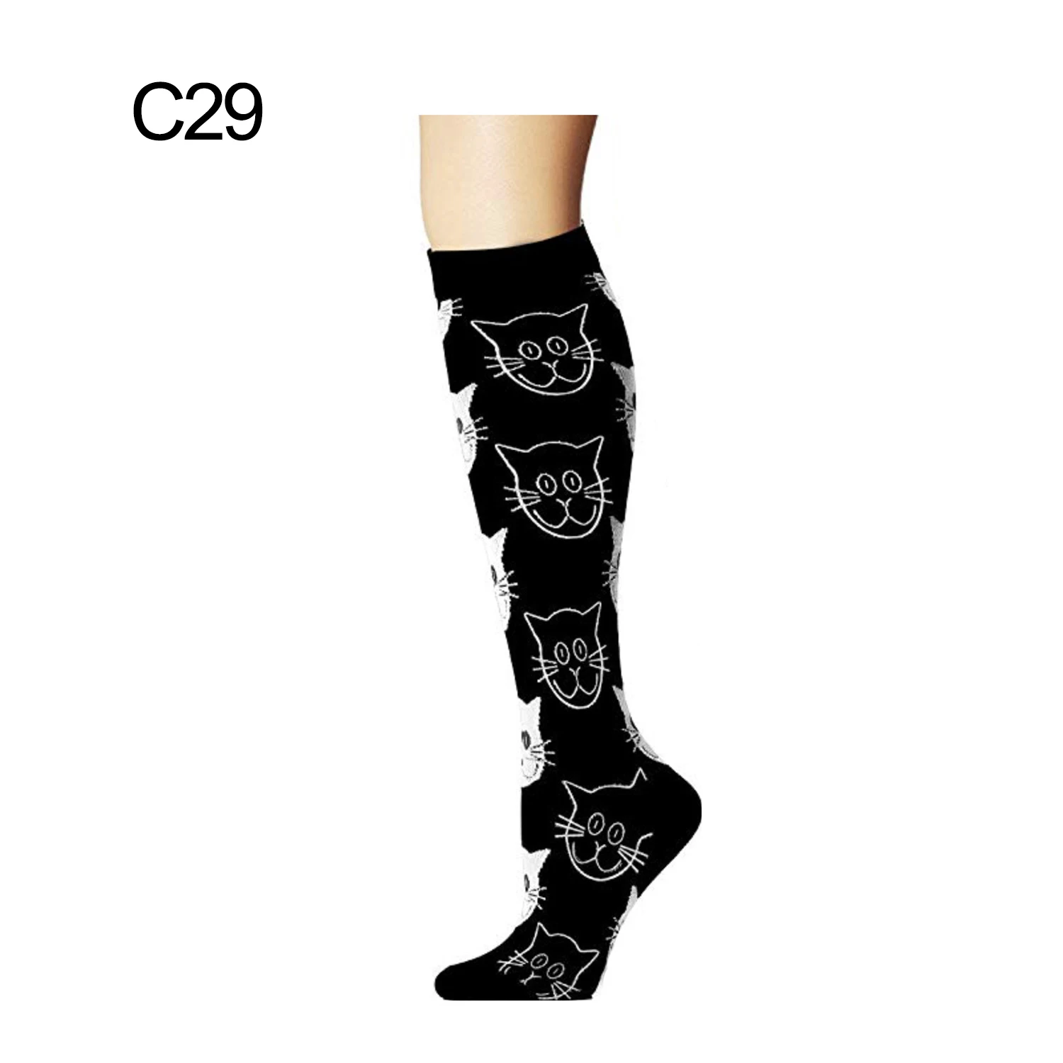 Спортивные Компрессионные носки унисекс для женщин и мужчин, для девушек, для спорта, для медсестер, эластичные, для девушек, Sokken, до бедра, Medias De Compresion - Color: C29