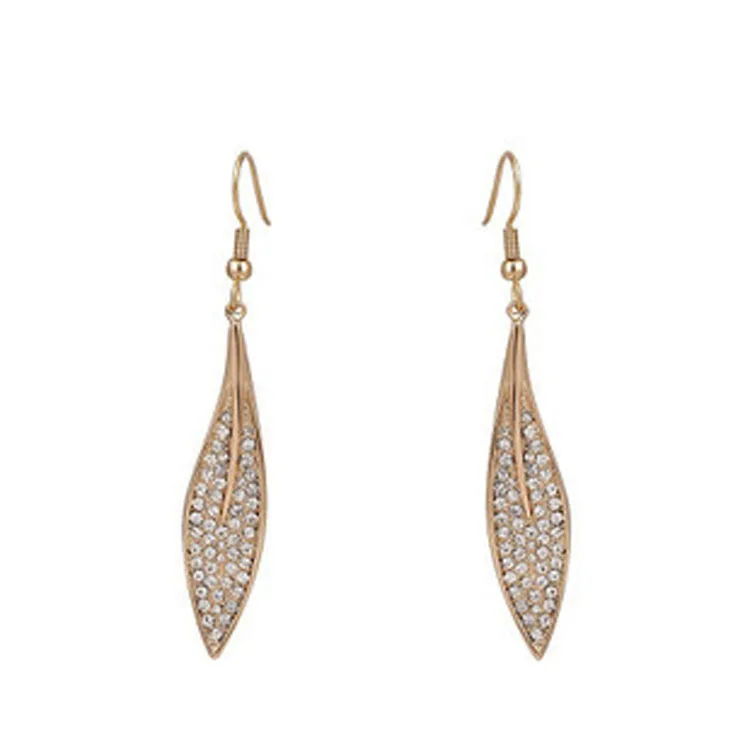 Rose Gold fully-jewelled Leaves Stud Earrings Europe Jewelry earrings Fashion earing for Women 2020 Korean | Украшения и