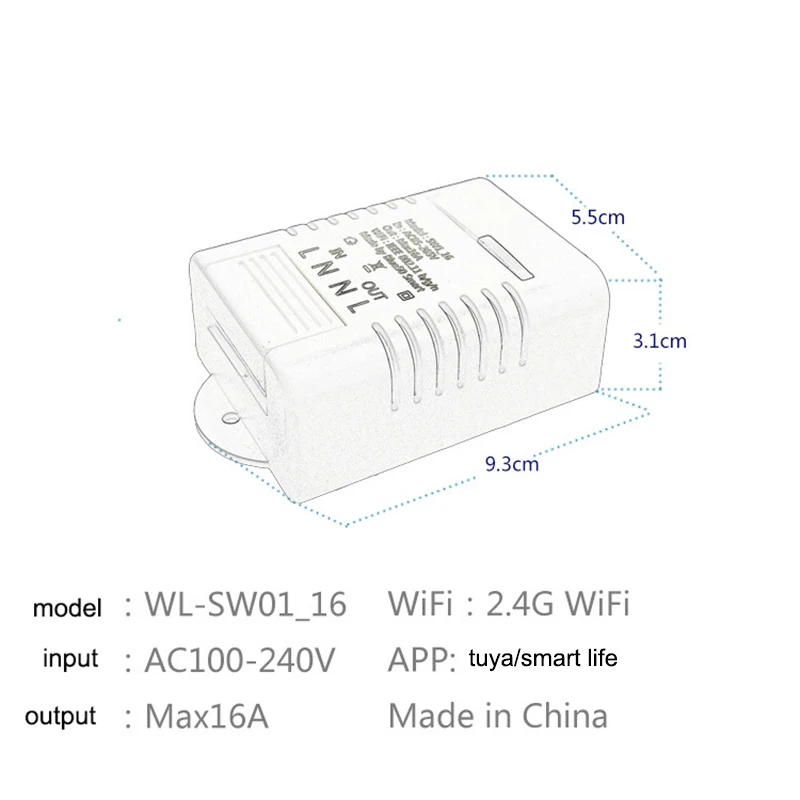 Умное реле переключателя Lonsonho Tuya Smartlife с Wi Fi 16 А беспроводной пульт