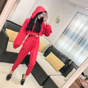 

[Two-piece set of quality version] Autumn 2019 new women's wild Korean version of the social people vibrate Hong Kong taste stud