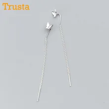 Trusta,, модные, хит,, 925 пробы, серебряные серьги-гвоздики, с маленькой бабочкой, связанные, 6,8 см, прямая палочка, подарок для девочек, друзей, DS609
