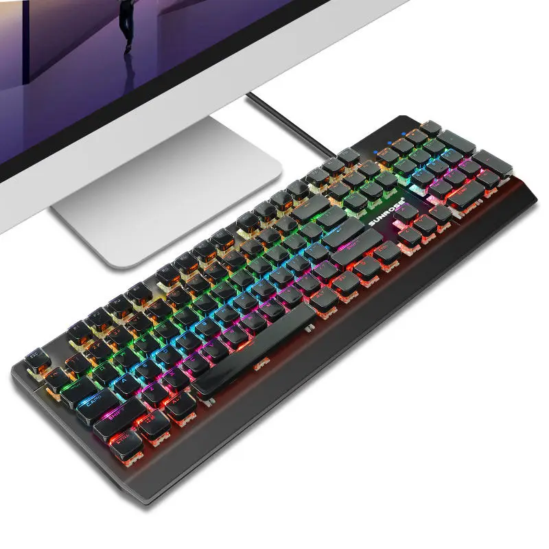 Sunrose T650 Usb Подвеска колпачок английская механическая клавиатура Проводная клавиатура подсветка защита от брызг 104 клавиш игровая клавиатура для