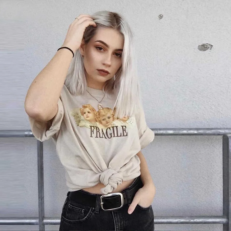 Summer kawaii angel women tshirt harajuku top ropa mujer kpop aesthetic clothes korean basic t shirt camisetas roupas feminina