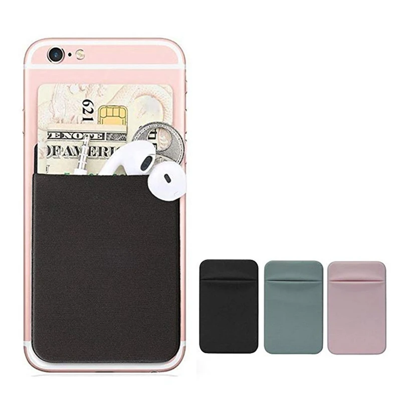 

New Mobile Phone Credit Card Wallet Holder Pocket Stick-On Adhesive Elastic Tool for Men Women
