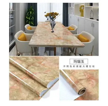 Thickening Waterproof Marble Wallpaper Cabinet Desktop Countertop Furniture Renovation Sticker Kicking Line Self-adhesive