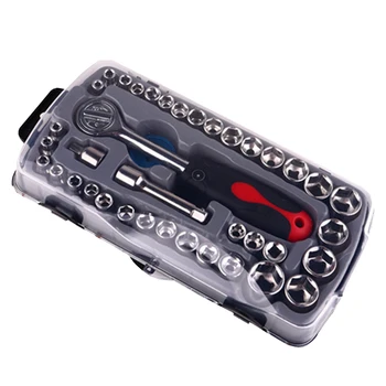 

40pcs Universal Portable Car Tool Kit Tire Repairing Motorcycle Metal Socket Wrench Screwdriver Manual Professional Maintenance